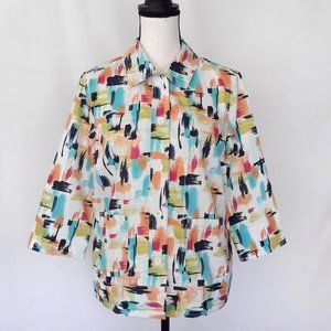 Koret Multicolored Brush Print 3/4 Sleeve Jacket